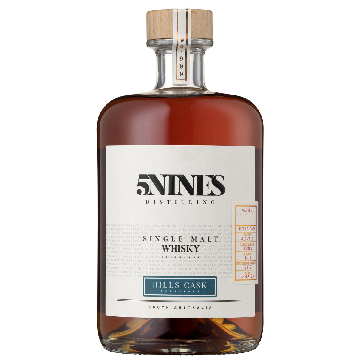 5Nines Distilling - Single Malt Whisky - Vatted - Hills Cask - HC001 45% 700ML-Spirit-World Wine