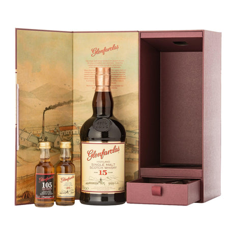 Glenfarclas 15 Year Old Whisky Gift Pack (Includes Bonus 25 Year Old and 105 Mini Bottles)-Spirits-World Wine
