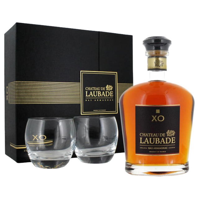 Chateau de Laubade Bas Armagnac Luxe XO Noir 40% 700ML + 2 glasses-Spirit-World Wine