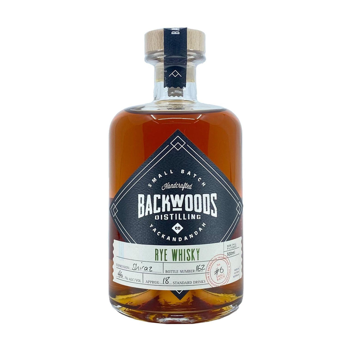 Backwoods Distilling Co. Rye Whisky Shiraz Batch #6 46% 500ml-Spirits-World Wine