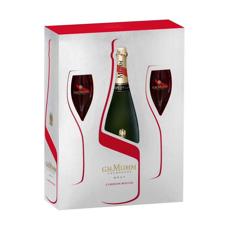 G.H. Mumm Gift Pack + 2 Champagne Flutes-Special Cases-World Wine